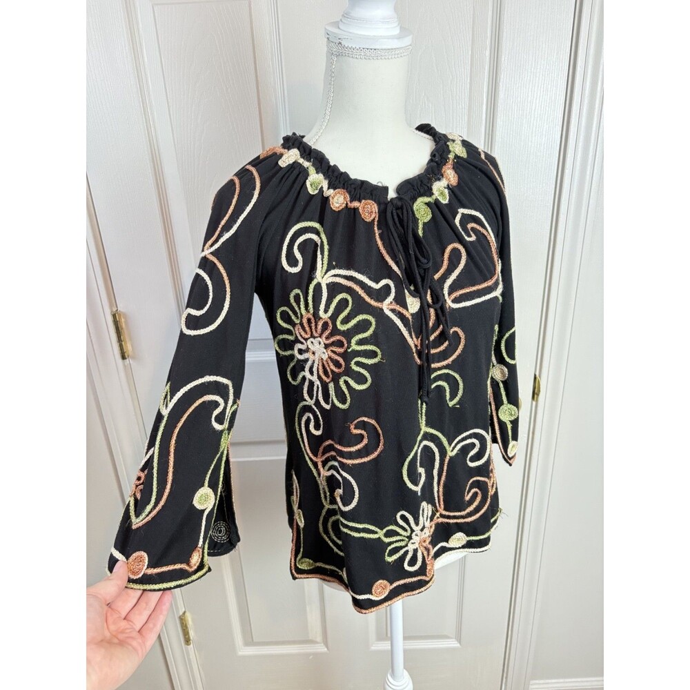 Y2K VTG Lauren Michelle Bright Fun Print Size Large Boho Embroidered 469